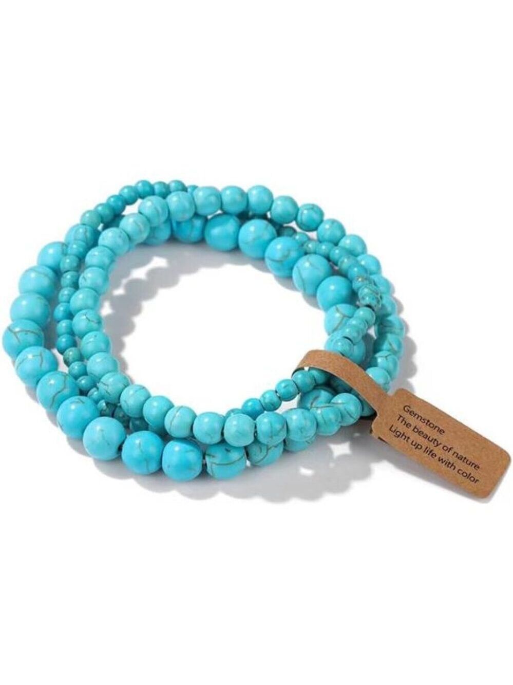 Turquoise Healing Crystal Bracelets Natural Stone Beaded Stretch Jewelry Set